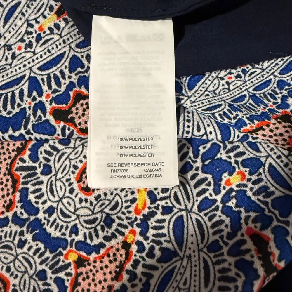 J. CREW Small Caftan Top/Swim Cover-up Navy Paisley Resortwear Vacation Like New